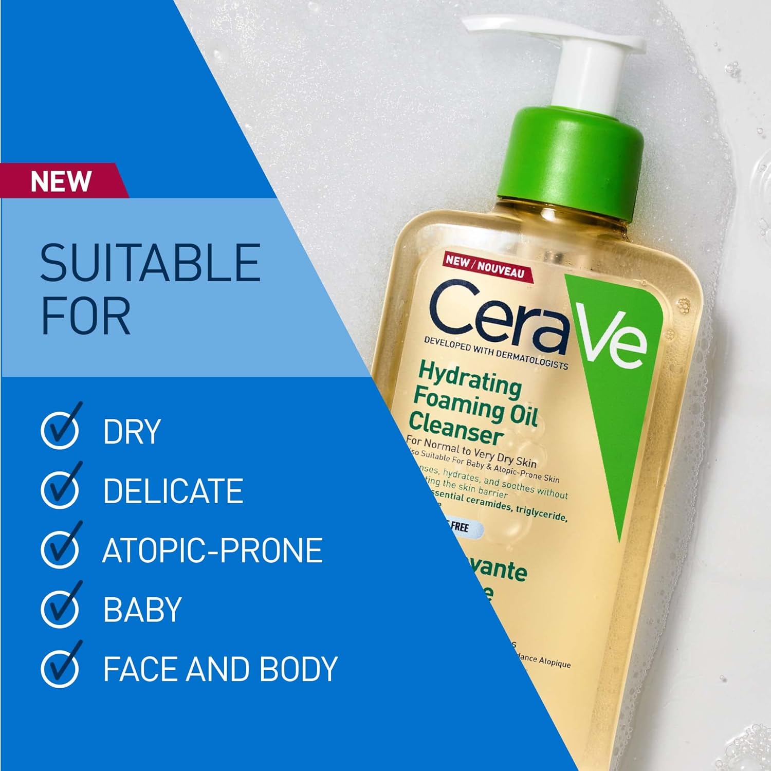Cerave Hydrating Foaming Oil Cleanser for Normal to Very Dry Skin-236ml