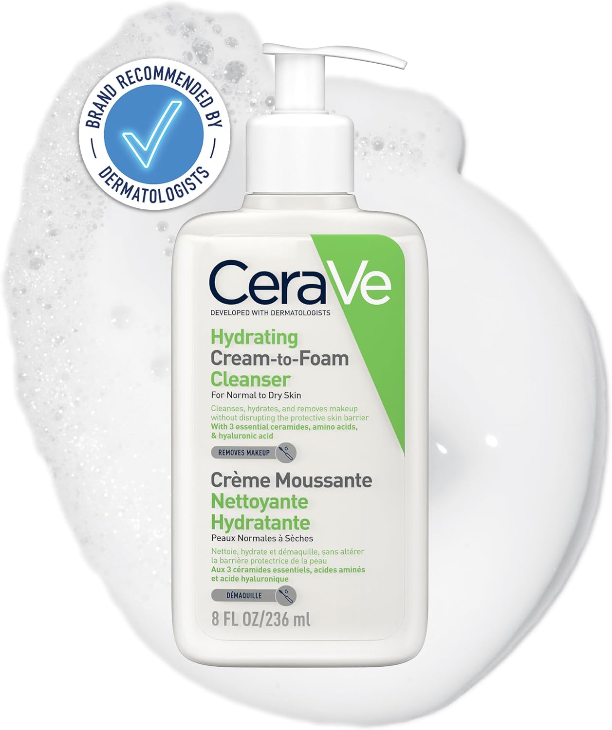 Cerave Hydrating Cream to Foam Cleanser For Normal to Dry Skin-236ml
