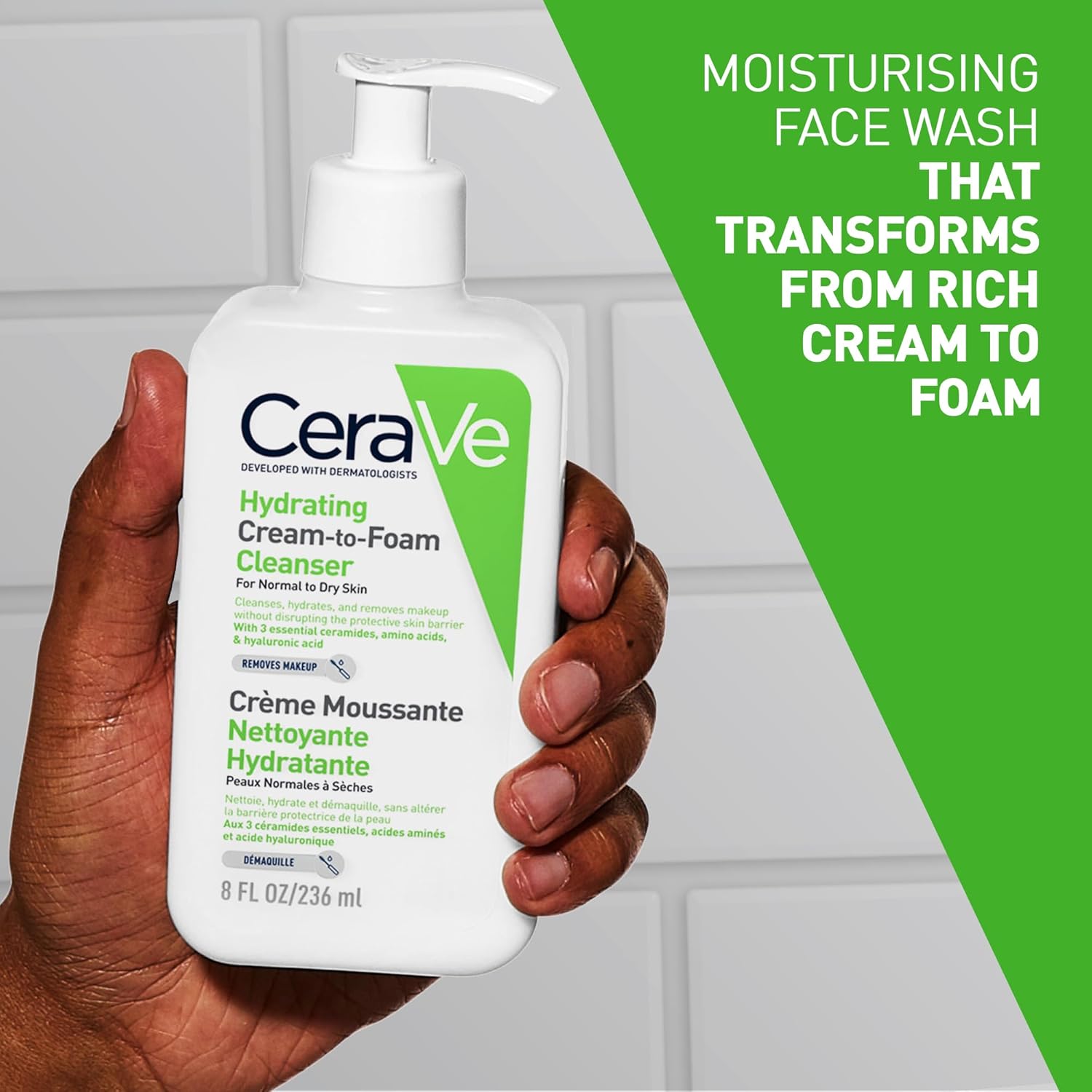Cerave Hydrating Cream to Foam Cleanser For Normal to Dry Skin-236ml thumbnail 5