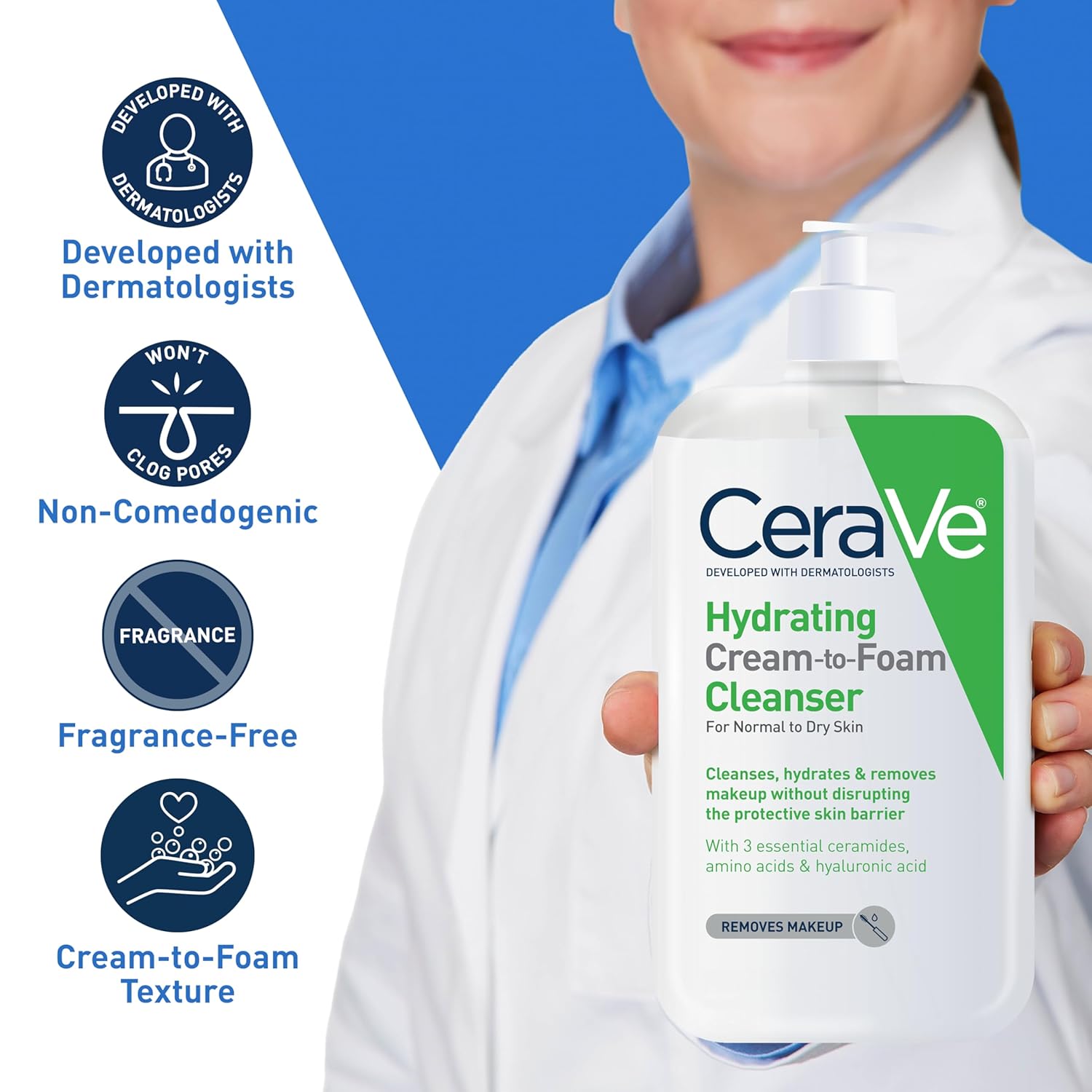 Cerave Hydrating Cream to Foam Cleanser For Normal to Dry Skin-237ml thumbnail 3