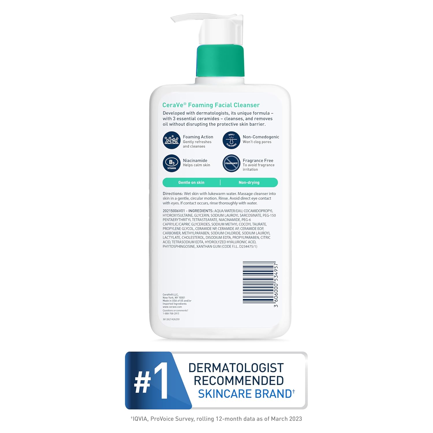 Cerave Foaming Facial Cleanser For Normal to Oily Skin-355ml