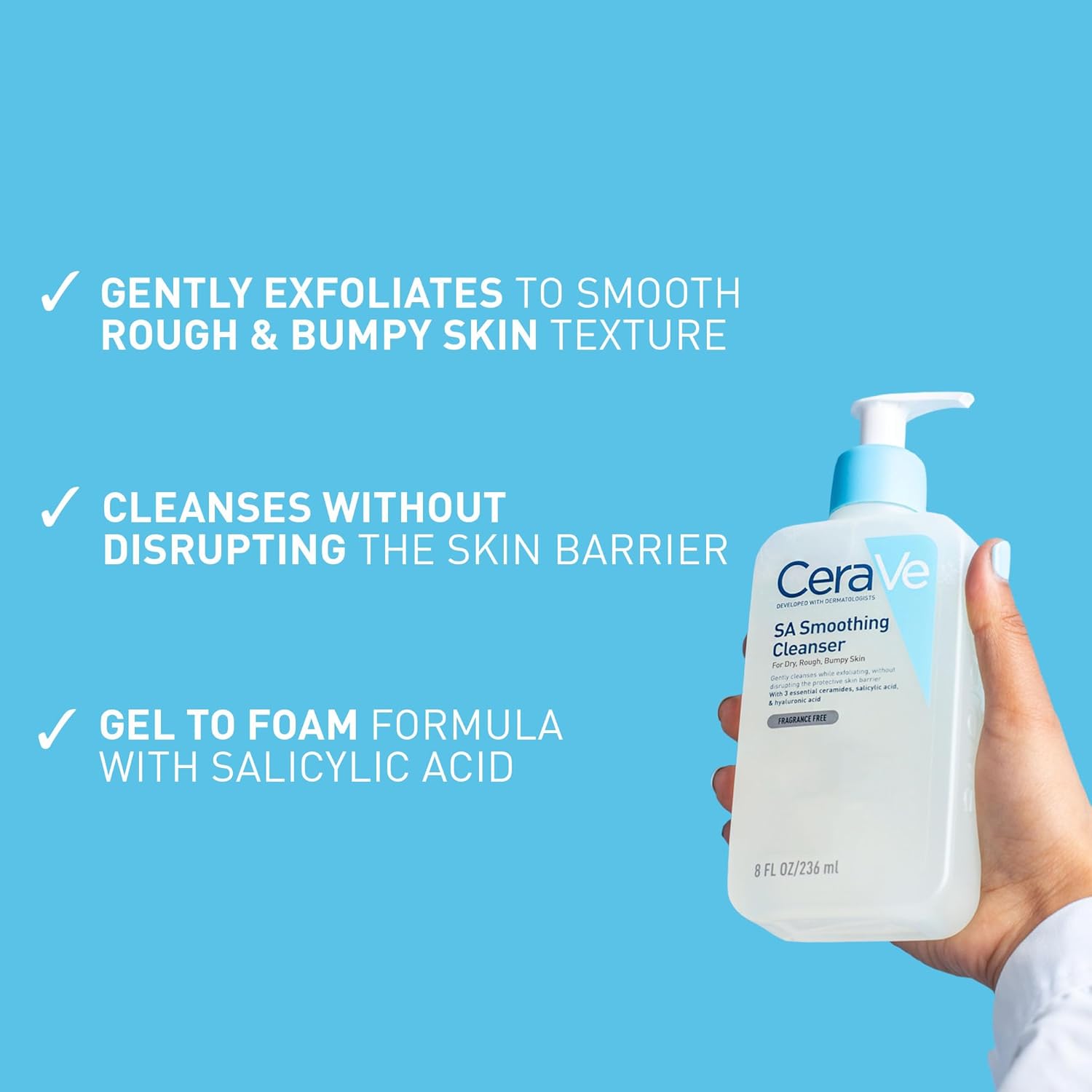 Cerave SA Smoothing Cleanser For Dry, Rough, Bumpy Skin-473ml thumbnail 8