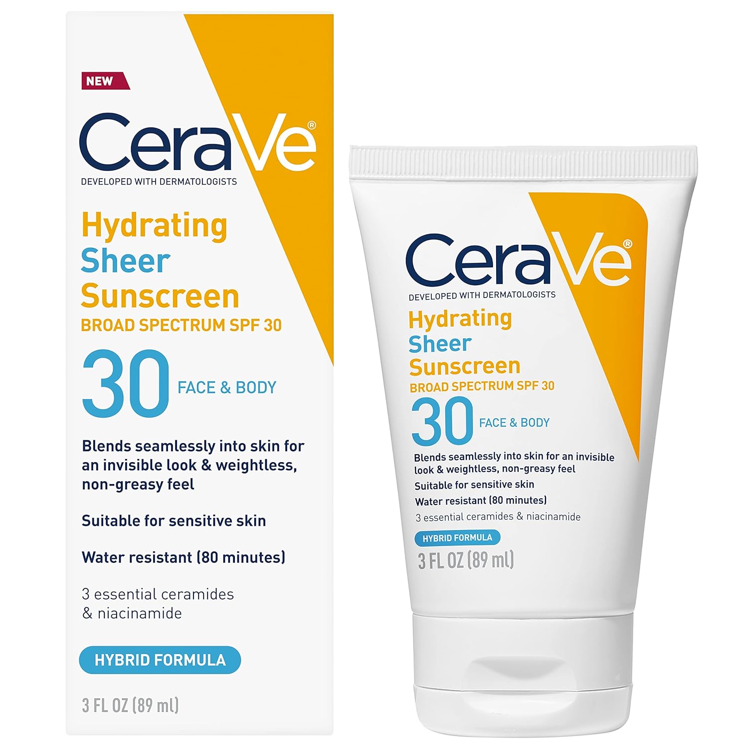 Cerave Hydrating Sheer Sunscreen Broad Spectrum SPF 30 for Face & Body-89ml thumbnail 3
