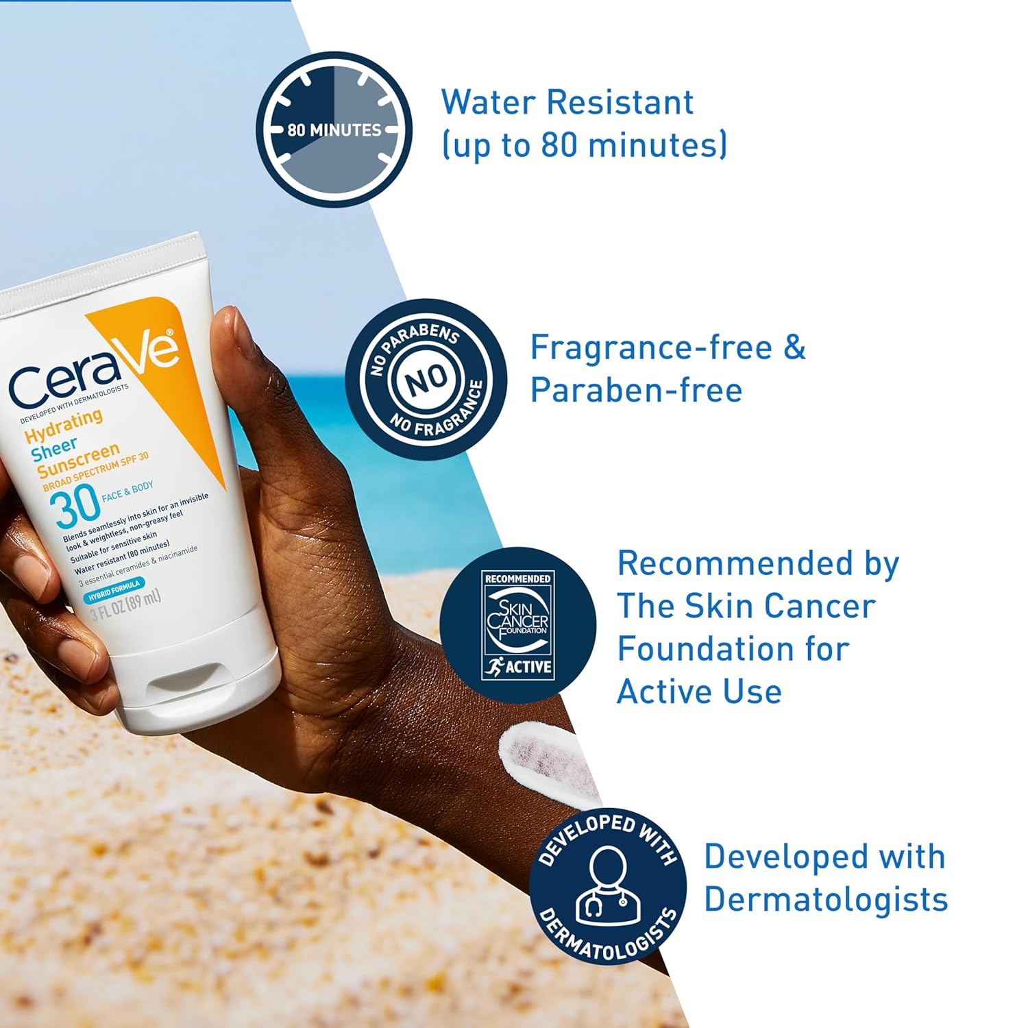 Cerave Hydrating Sheer Sunscreen Broad Spectrum SPF 30 for Face & Body-89ml thumbnail 7