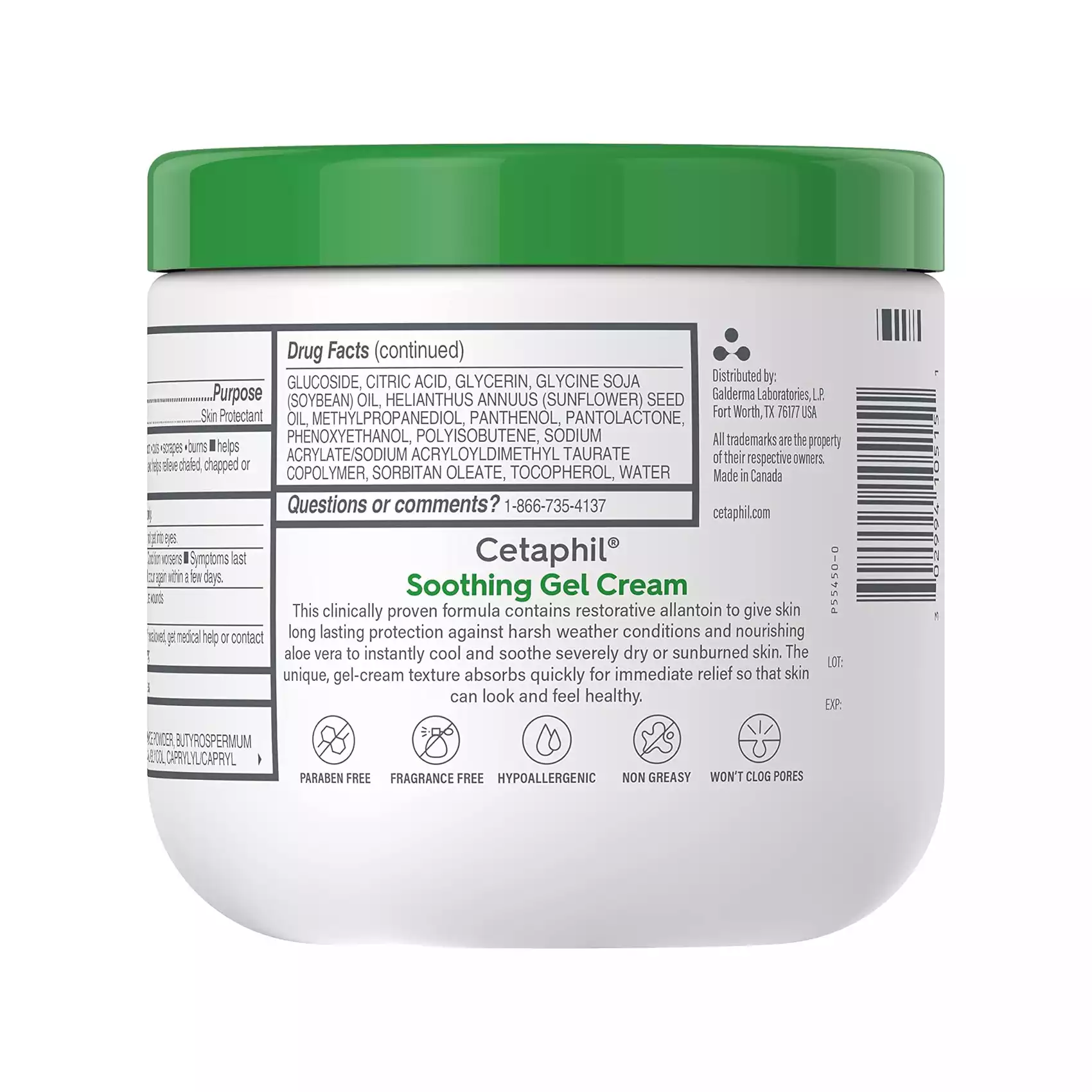Cetaphil Soothing Gel Cream with Aloe Irritated, Sensitive Skin-453g