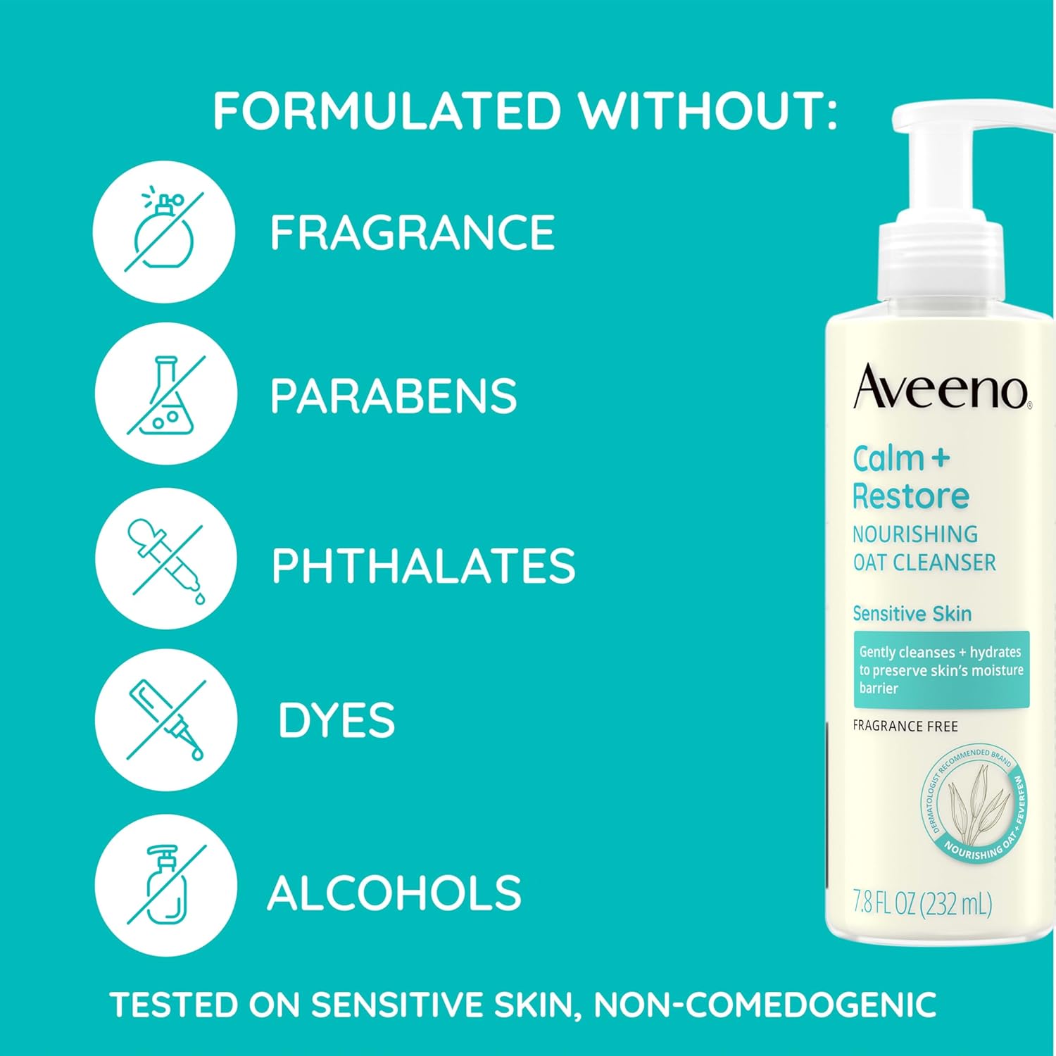 Aveeno Calm+ Restore Nourishing Oat Cleanser for Sensitive Skin-232ml thumbnail 5