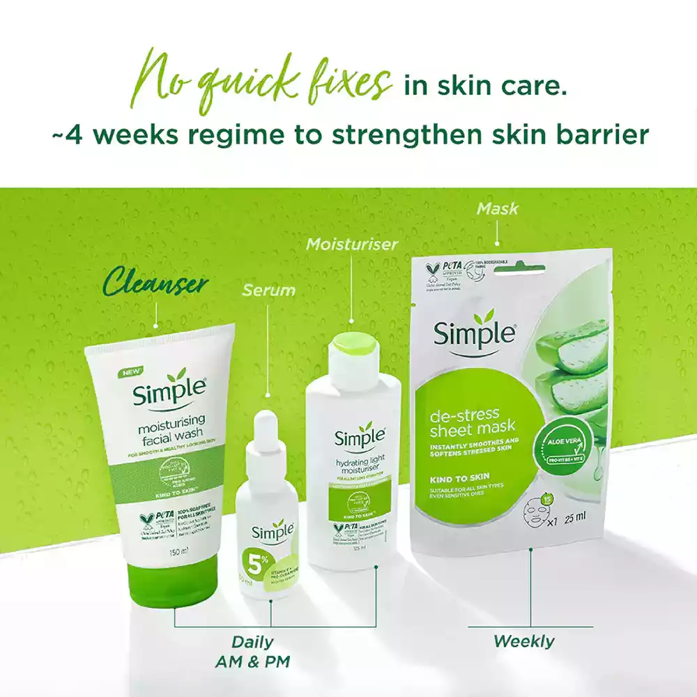 Simple Kind To Skin Moisturising Facial Wash with Vitamin B5+E-150ml thumbnail 6
