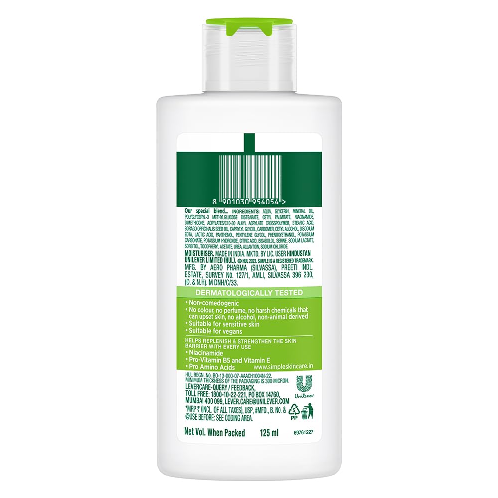 Simple Hydrating Light Moisturiser with B5, E & Niacinamide–125ml