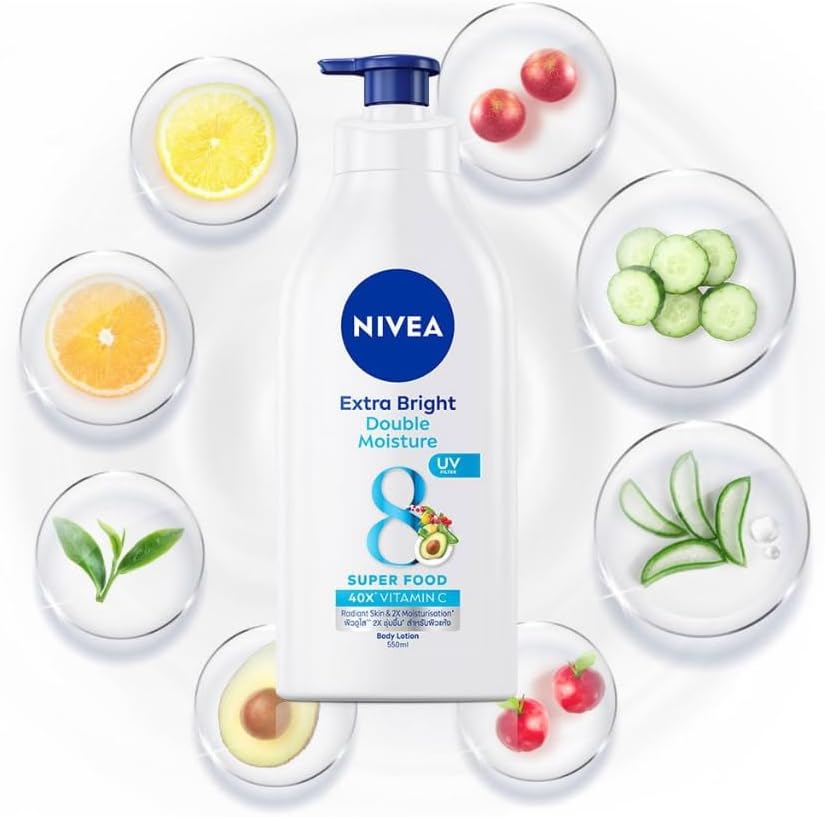 Nivea Body Lotion Double Moisture Care Extra Bright Superfood with Vitamin C-550ml thumbnail 5