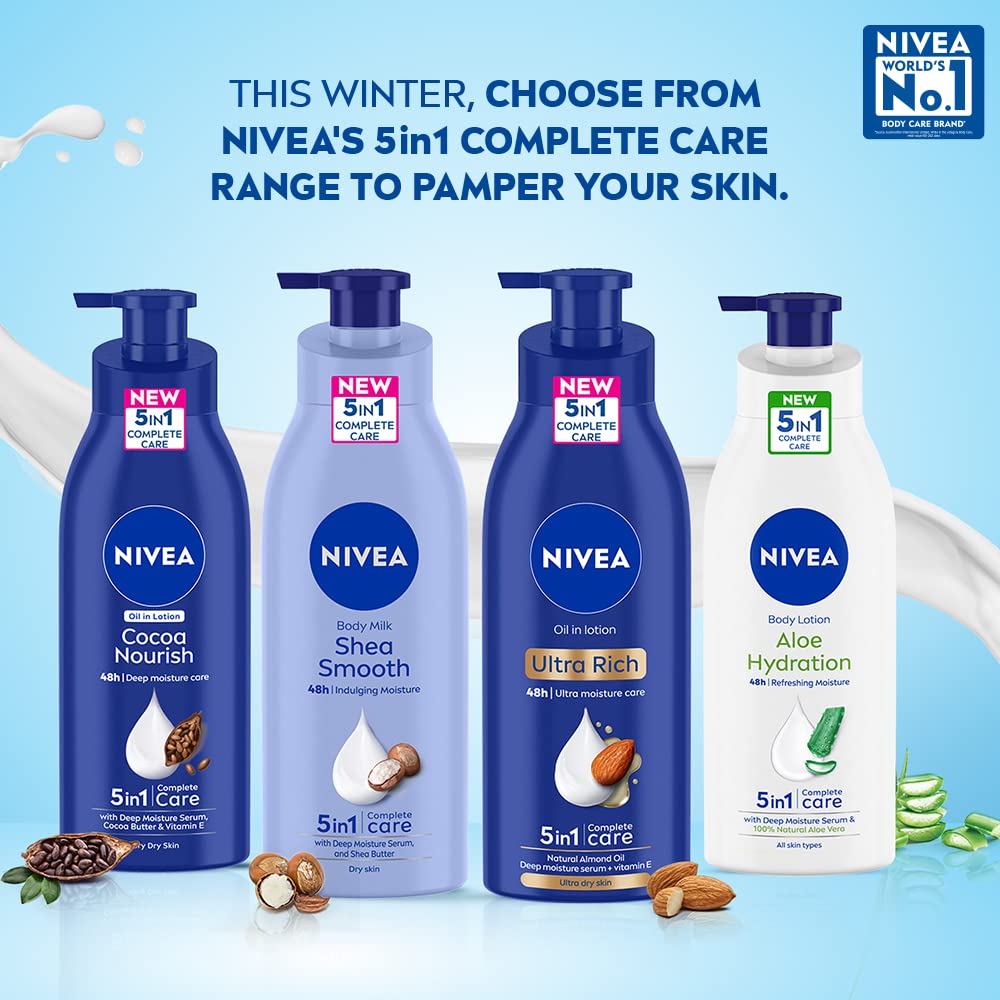 Nivea 5-In-1 Body Milk for Dry Skin with Almond Oil & Vitamin E-400ml thumbnail 6