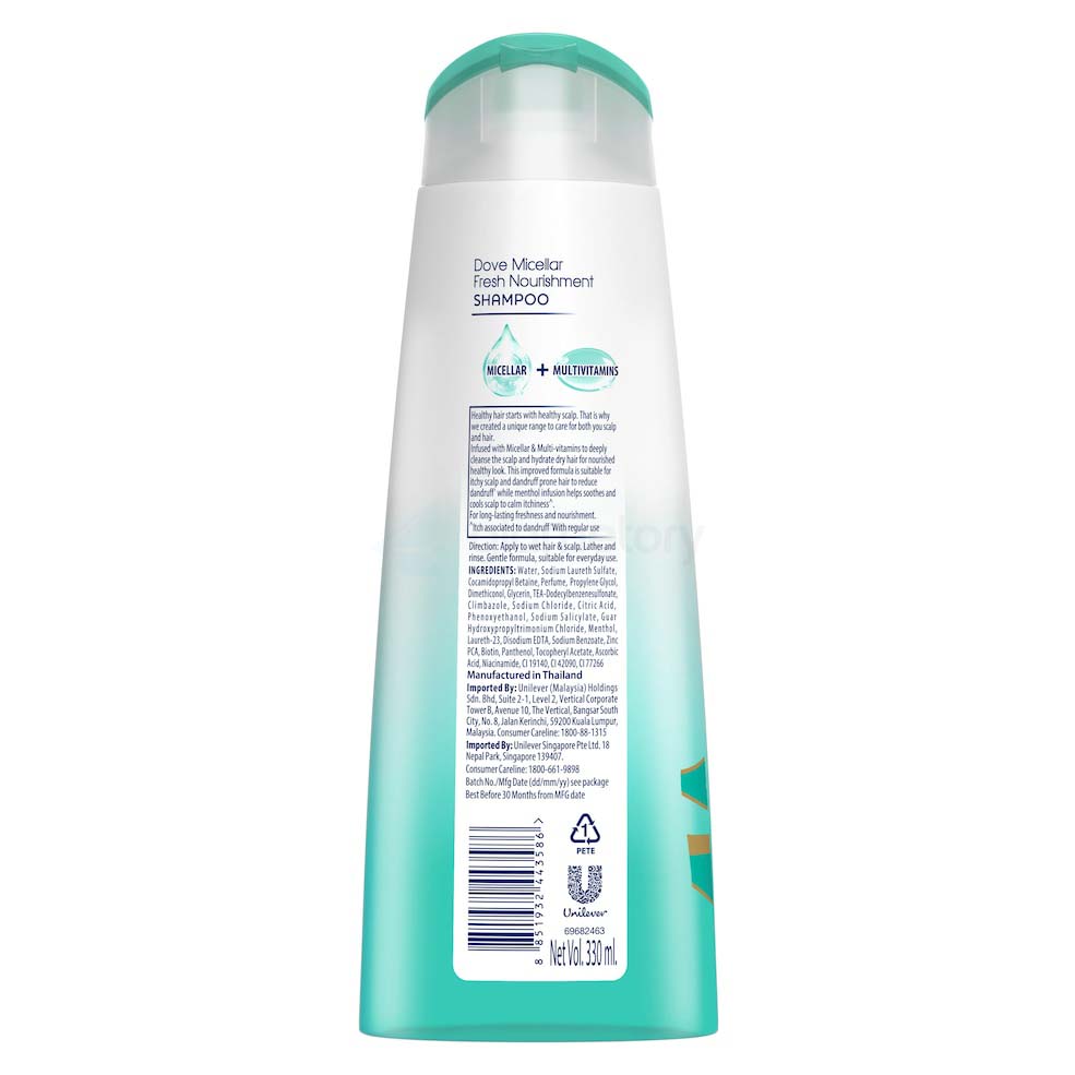 Dove Micellar Fresh Nourishment Shampoo-330ml thumbnail 3