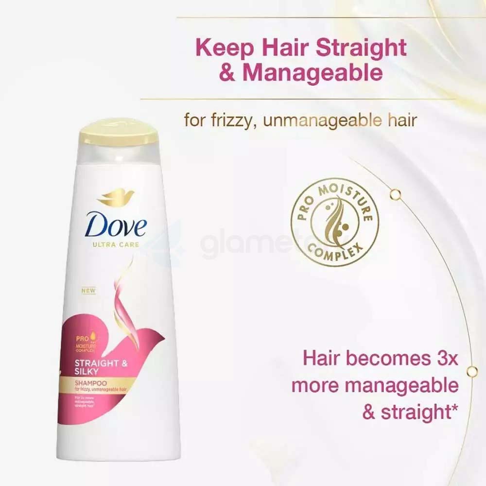 Dove Ultra Care Straight & Silky Shampoo for Frizzy, Unmanageable Hair-330ml thumbnail 4