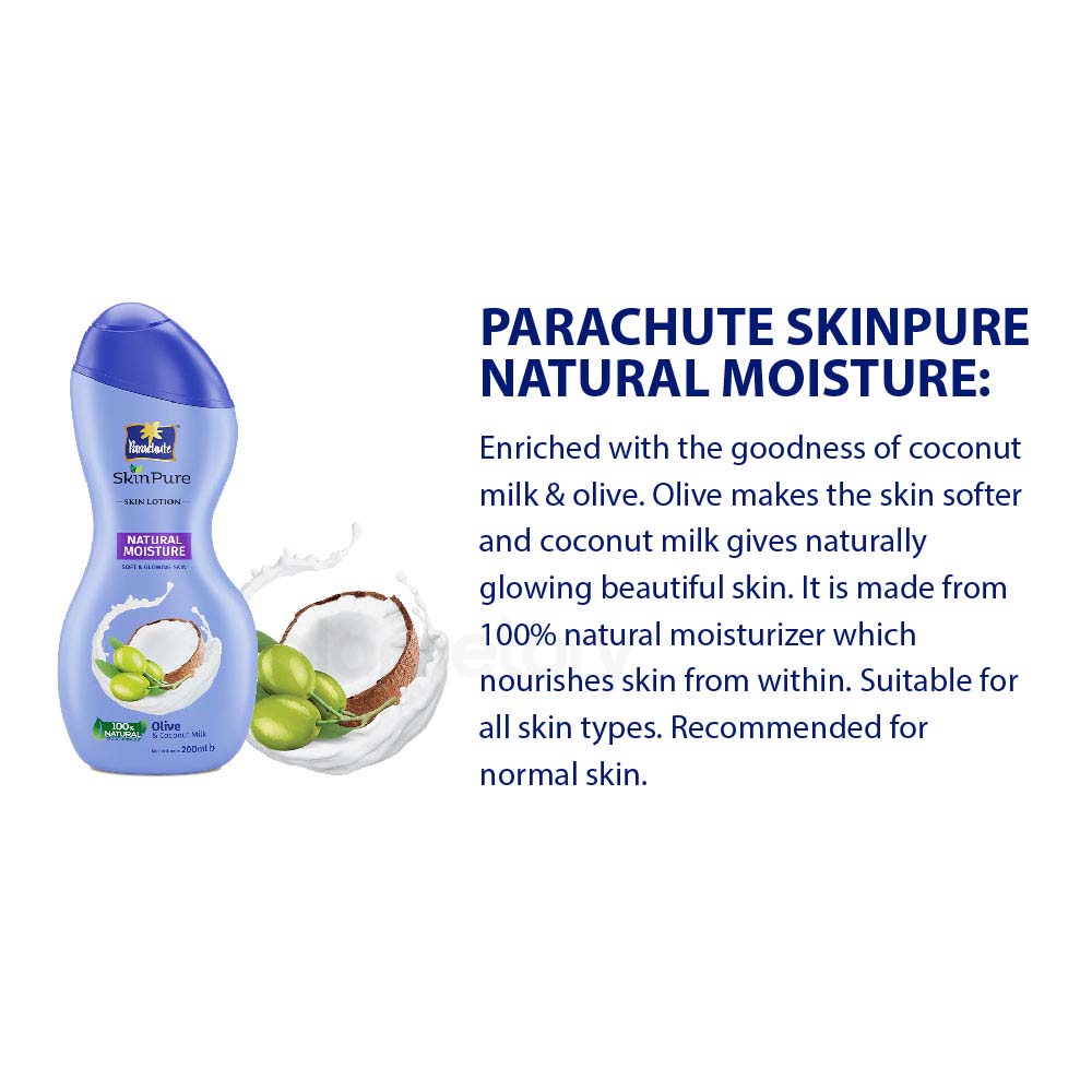 Parachute SkinPure Skin Lotion Natural Moisture-200ml Petroleum Jelly Free-50ml thumbnail 7
