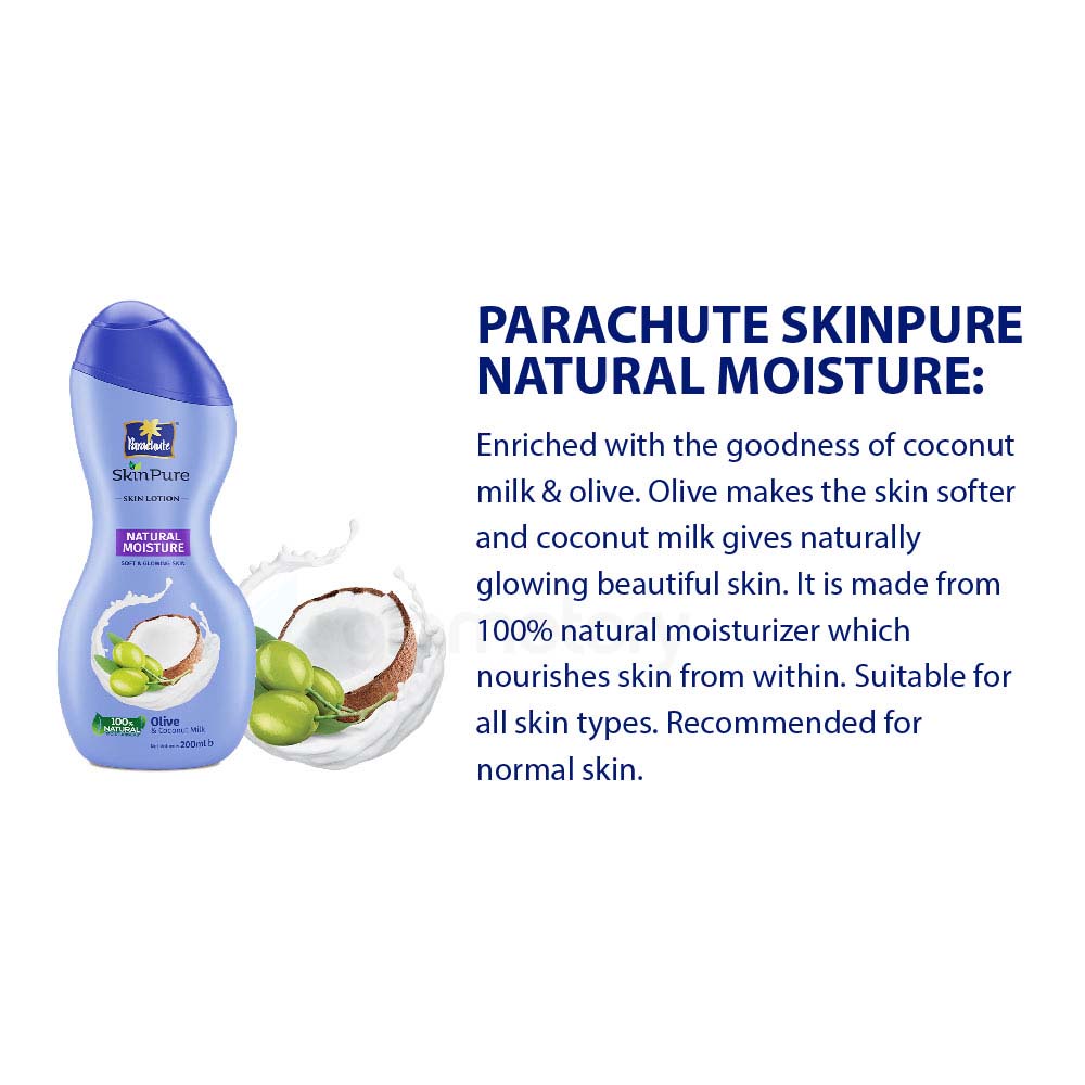 Parachute SkinPure Skin Lotion Natural Moisture-200ml SkinPure Aloe Vera Gel 50g Free thumbnail 5