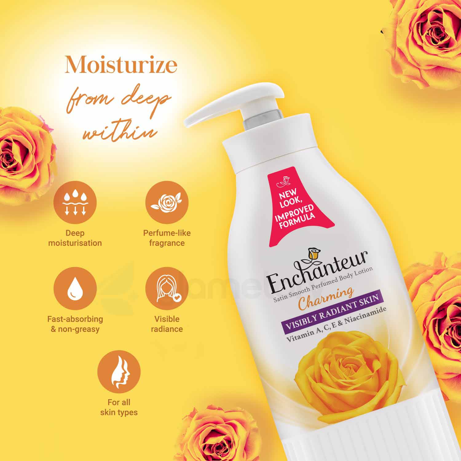 Enchanteur Lotion Charming Satin Smooth Perfumed with Vitamin A, C, E & Niacinamide-500ml thumbnail 8