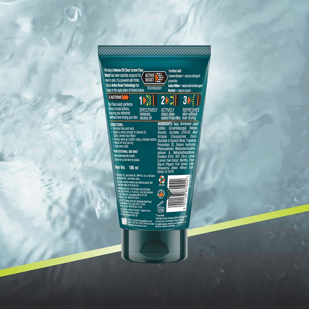 Himalaya Men Intense Oil Clear Lemon Face Wash-100ml thumbnail 3