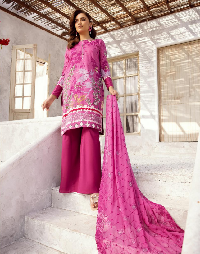 Pakistani Luxury Printed Lawn with Embroidered Chiffon Dupatta thumbnail 4