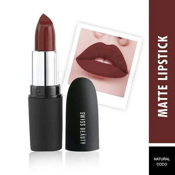Swiss Beauty Pure Matte Lipstick-Natural Coco-3.8g thumbnail 3