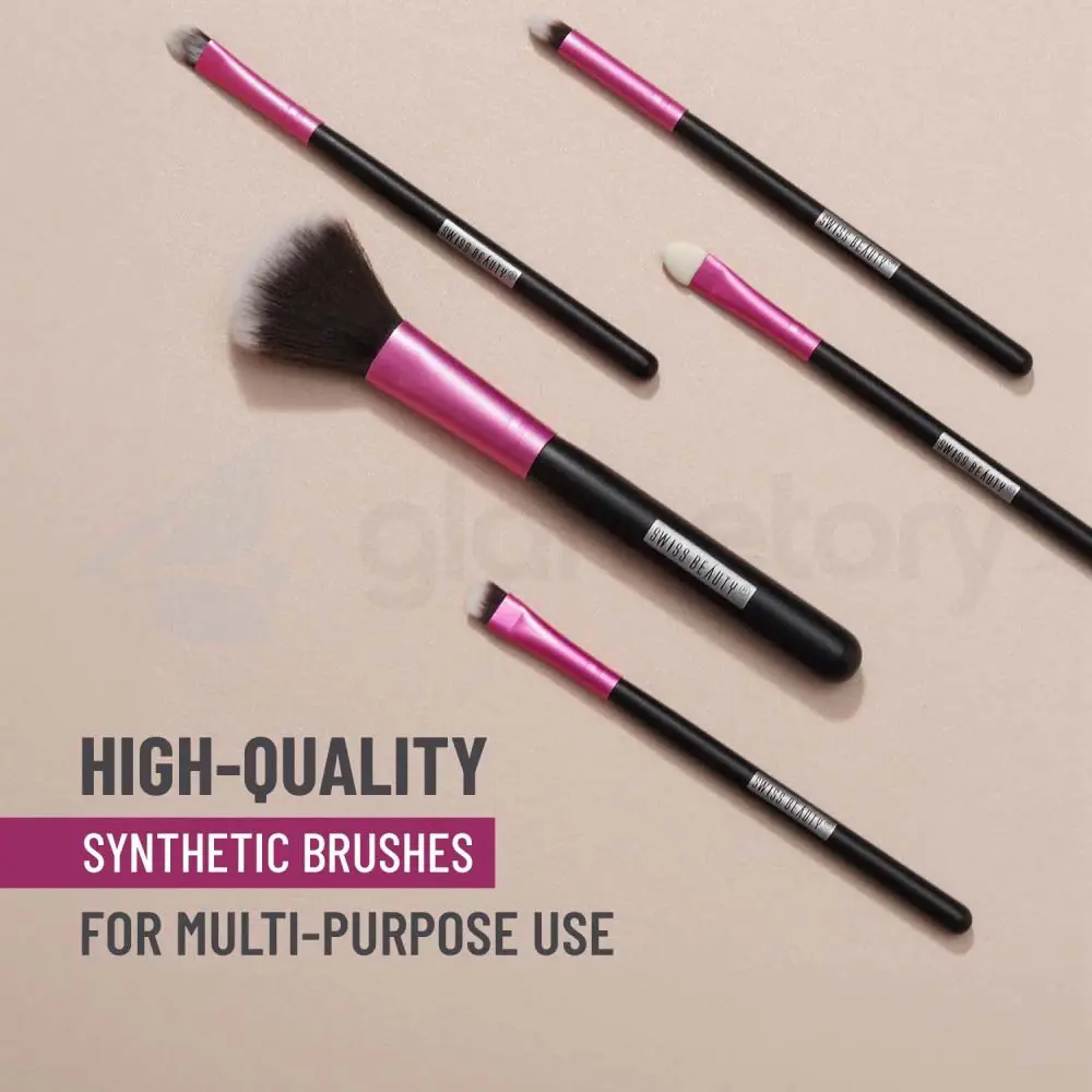 Swiss Beauty 5Pcs Makeup Brush Pink 02 thumbnail 4