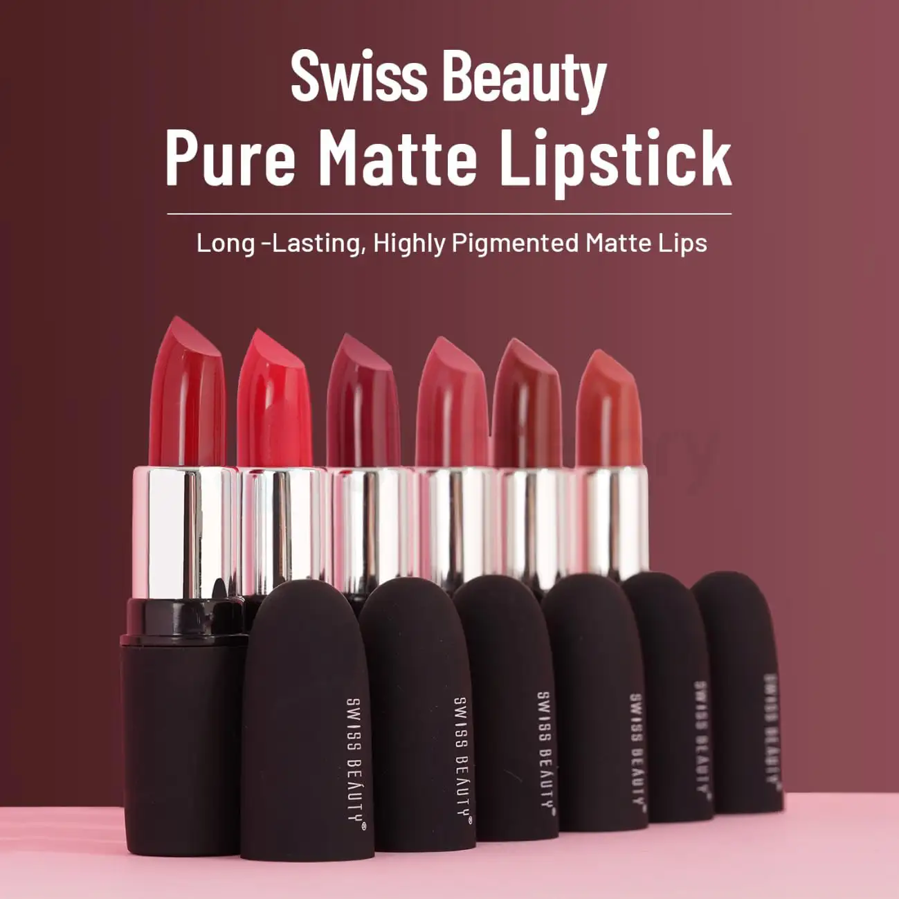 Swiss Beauty Pure Matte Lipstick-219 Hot Pink