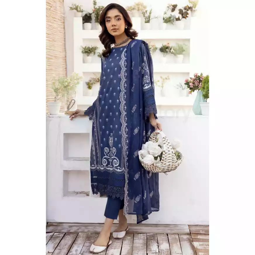 Pakistani Luxury Printed Lawn with Embroidered Chiffon Dupatta-10132