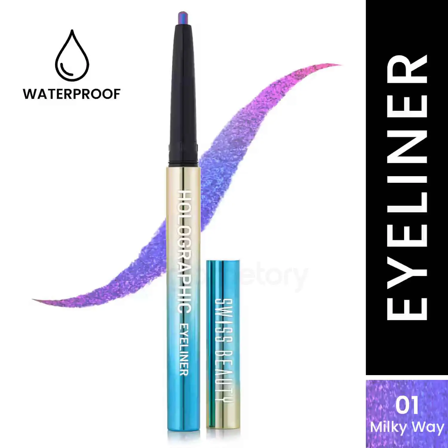 Swiss Beauty Holographic Waterproof Eyeliner 01 Milky Way thumbnail 3