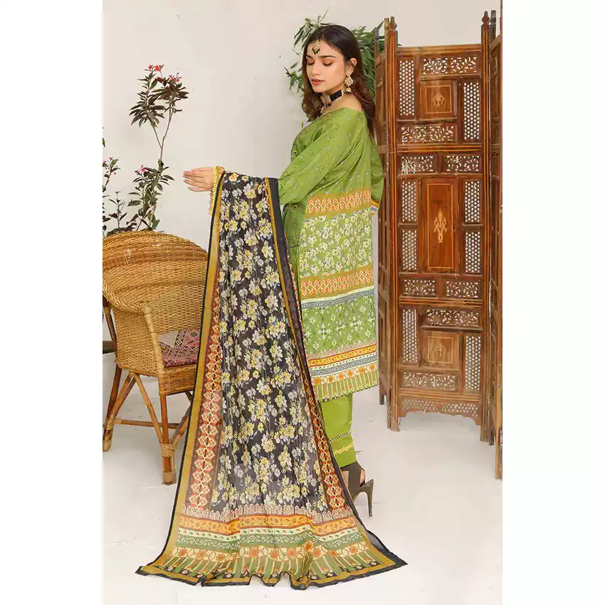 Bin Hameed Digital Printed Embroidered Cut-Work Chicken Kari Bakht Lawn with Voil Dupatta EKR-8049 thumbnail 3