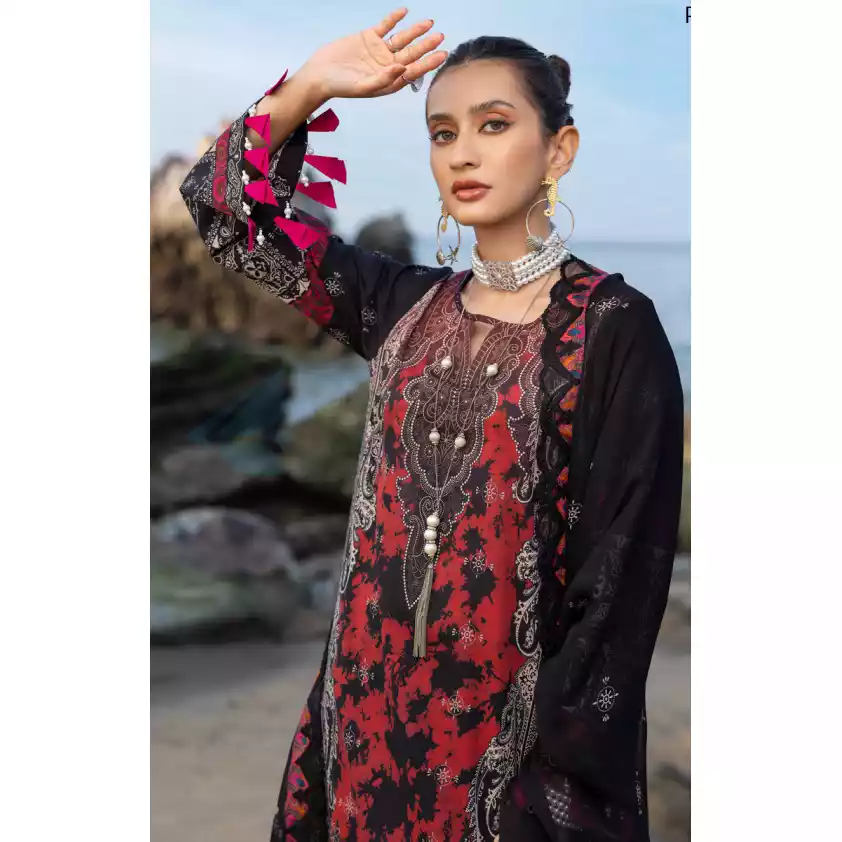 CHARIZMA Luxury Printed Lawn with Embroidered Cut-Work Chiffon Dupatta-10142 thumbnail 3