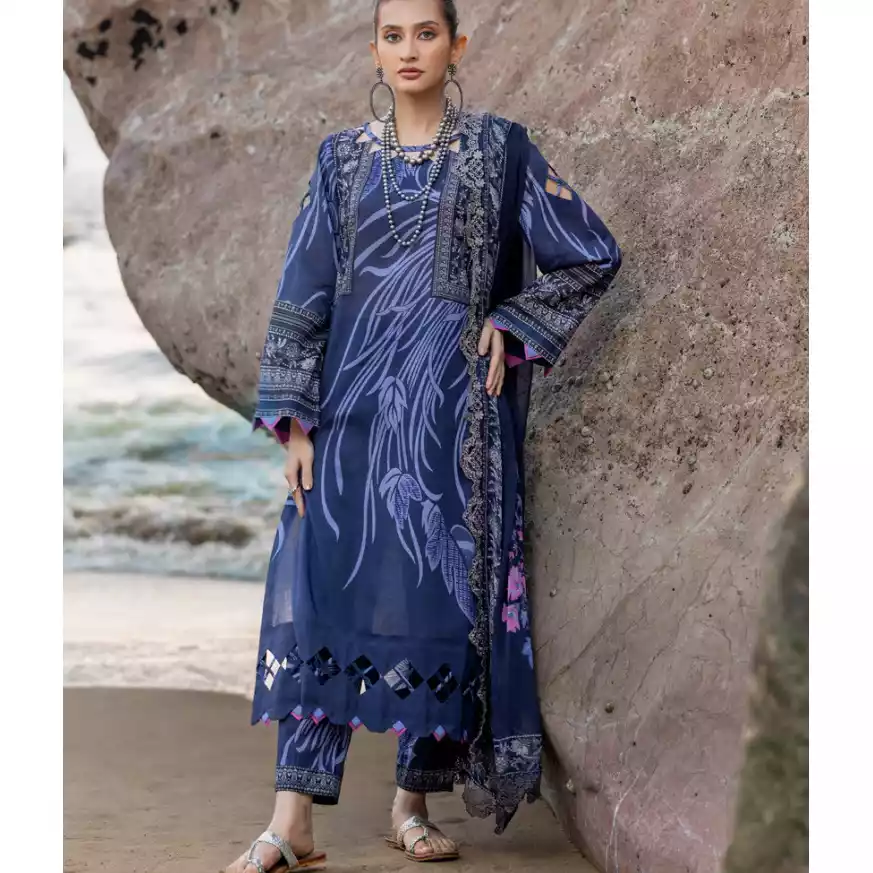 CHARIZMA Luxury Printed Lawn with Embroidered Cut-Work Chiffon Dupatta-10147