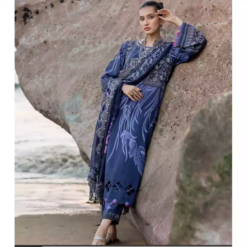 CHARIZMA Luxury Printed Lawn with Embroidered Cut-Work Chiffon Dupatta-10147 thumbnail 3