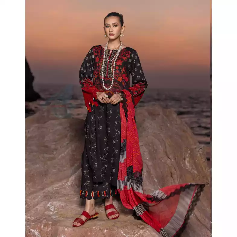 CHARIZMA Luxury Printed Lawn with Embroidered Cut-Work Chiffon Dupatta-10148