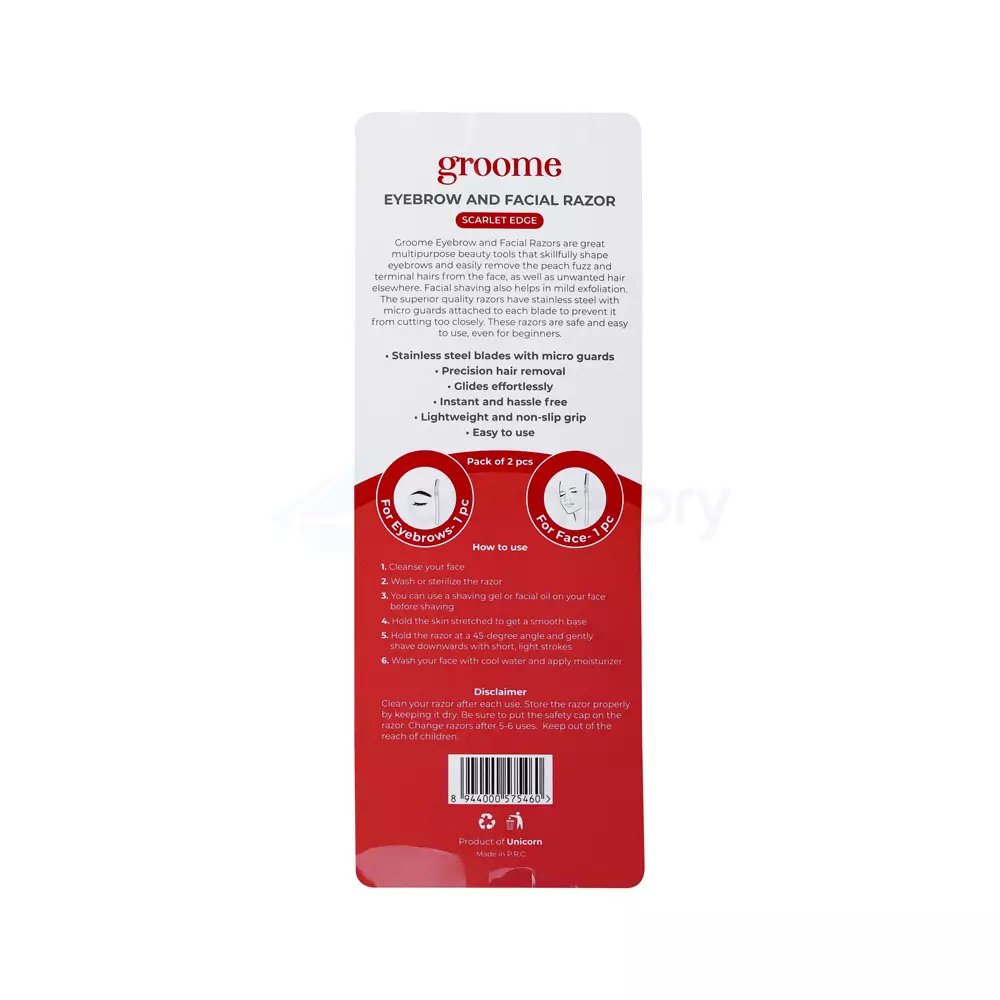 Groome Premium Eyebrow And Facial Razor- Scarlet Edge thumbnail 3