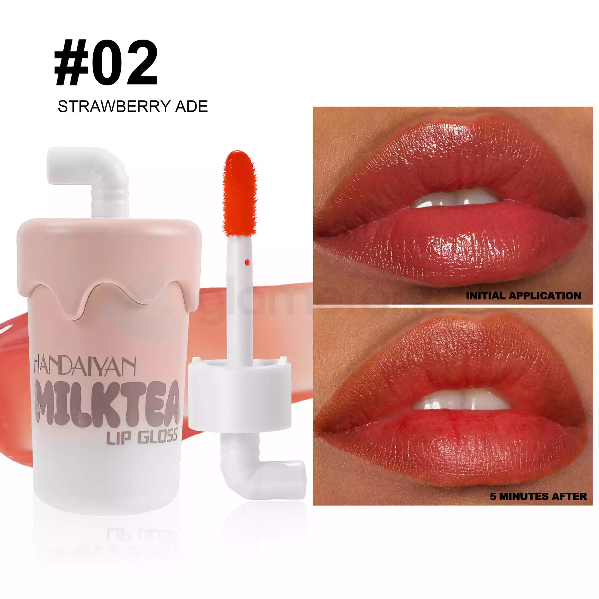 Handaiyan Milk Tea Water Gel Lip Gloss Strawberry Ade thumbnail 3