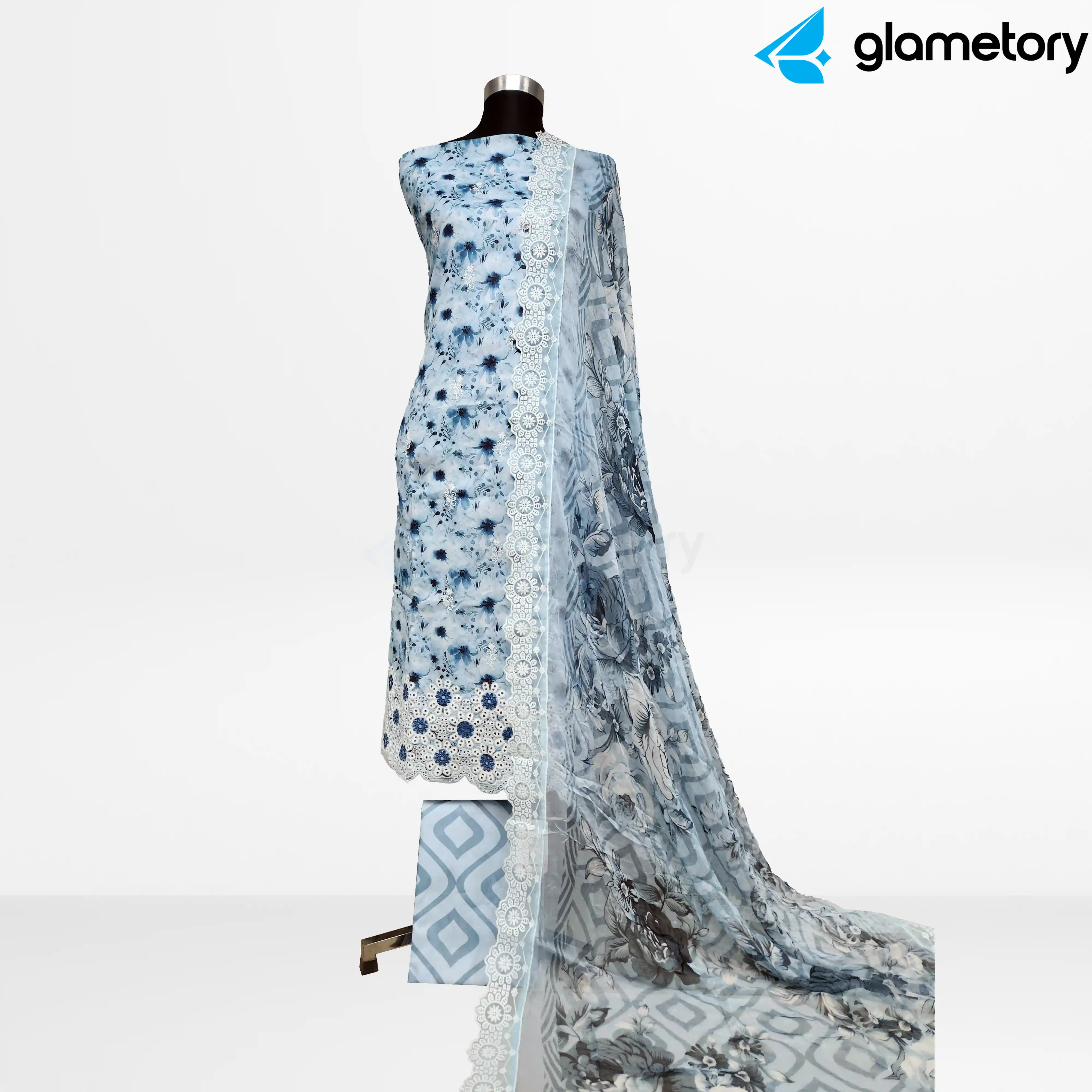 Digital Printed Embroidered Cut-Work Chicken Kari Desi Lawn with Chiffon Dupatta-21022615