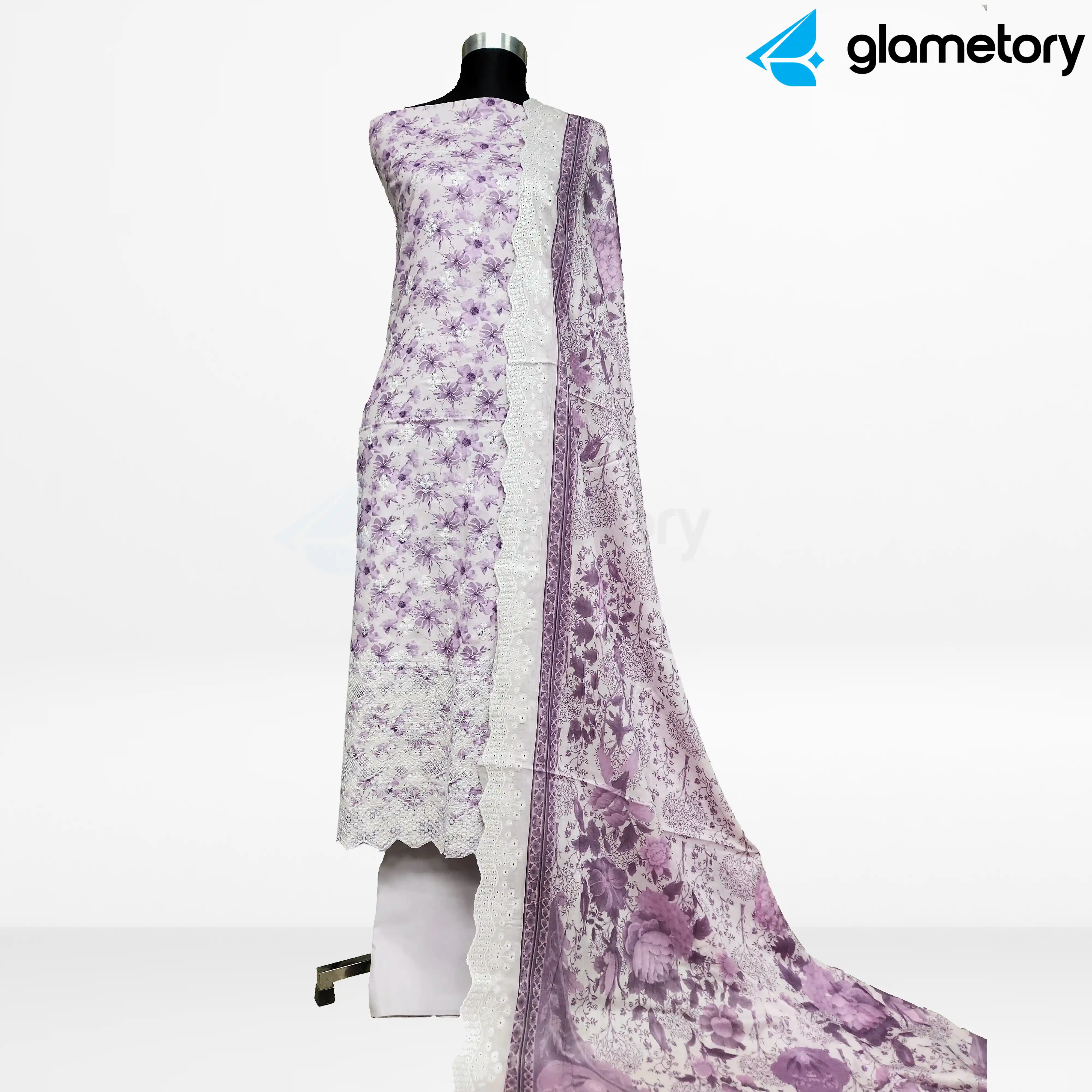 Digital Printed Embroidered Cut-Work Chicken Kari Desi Lawn with Voil Dupatta-21022617