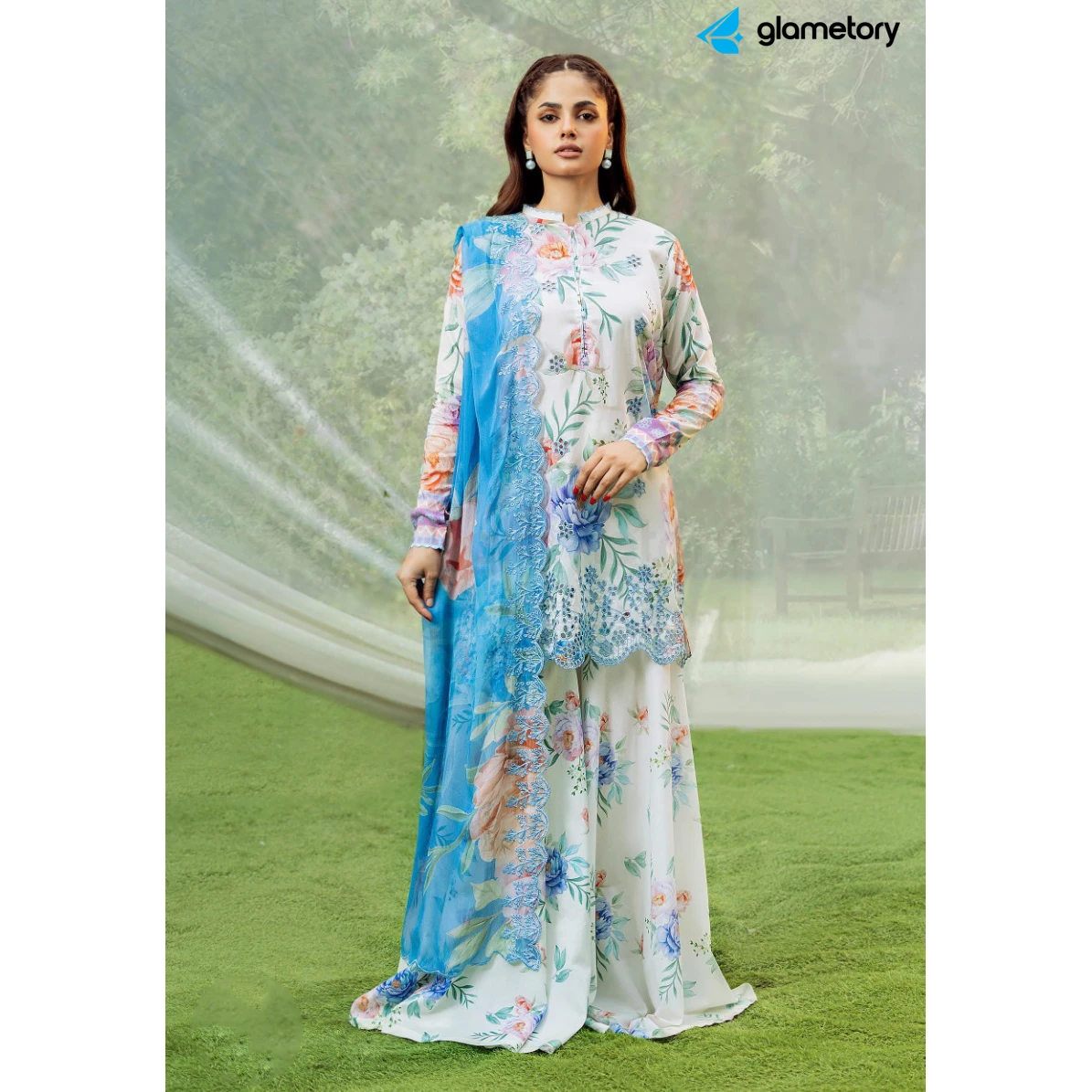 Pakistani Luxury Digital Printed Lawn with Chiffon Dupatta-25022618