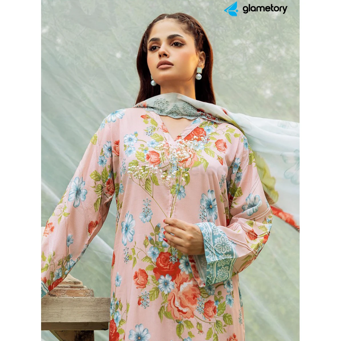 Pakistani Luxury Digital Printed Lawn with Chiffon Dupatta-25022619 thumbnail 3