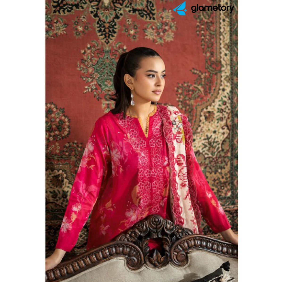 Pakistani Luxury Digital Printed Lawn with Chiffon Dupatta-25022642 thumbnail 3