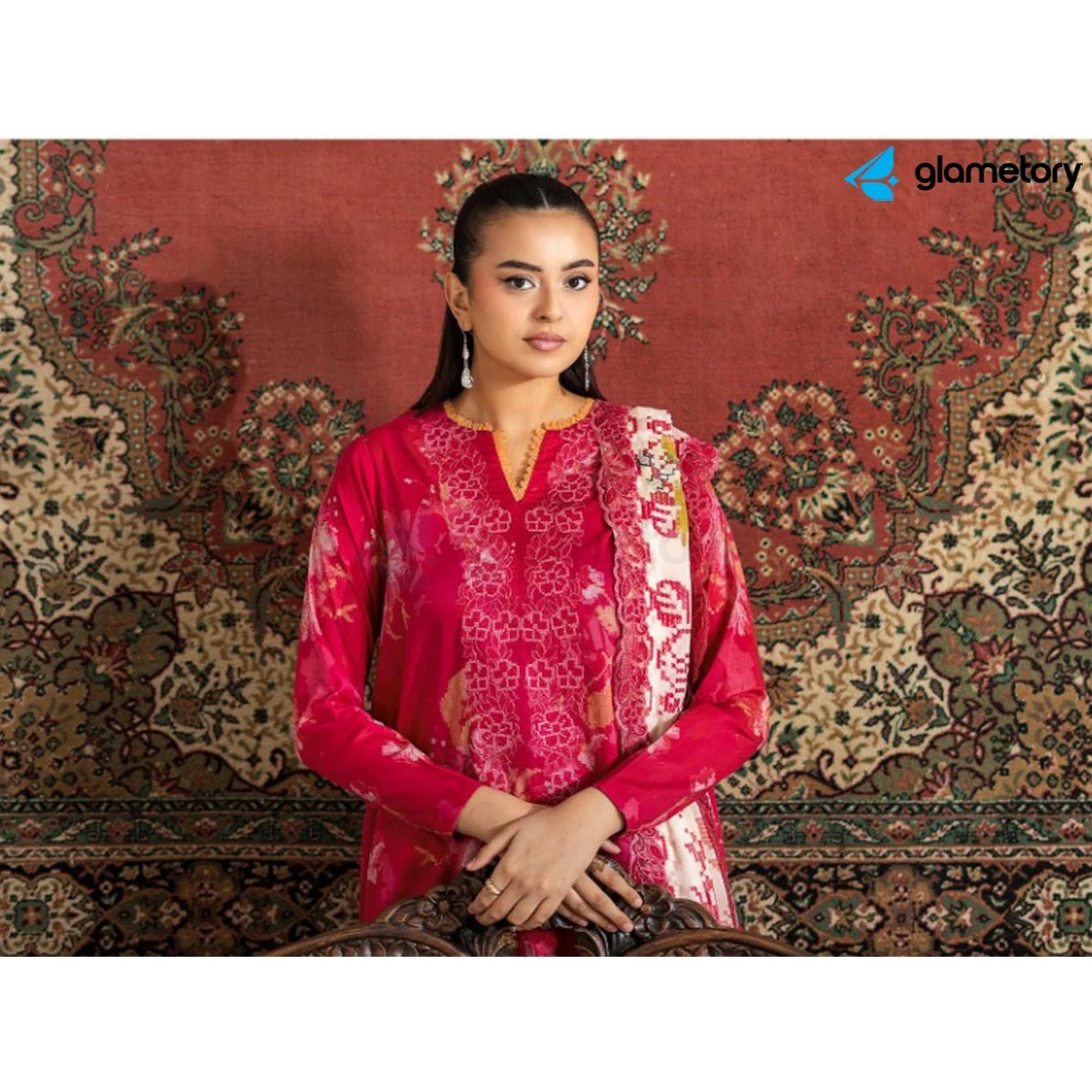 Pakistani Luxury Digital Printed Lawn with Chiffon Dupatta-25022642 thumbnail 4