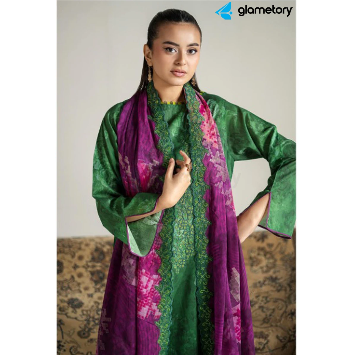 Pakistani Luxury Digital Printed Lawn with Chiffon Dupatta-25022643 thumbnail 4