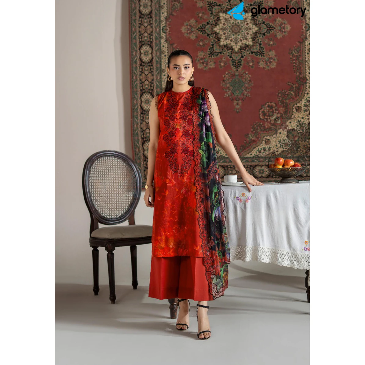 Pakistani Luxury Digital Printed Lawn with Chiffon Dupatta-25022646