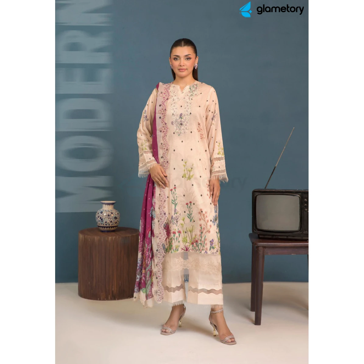 Pakistani Luxury Digital Printed Lawn with Chiffon Dupatta-25022634