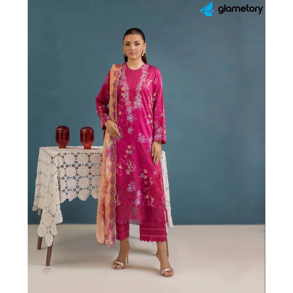 Pakistani Luxury Digital Printed Lawn with Chiffon Dupatta-25022636