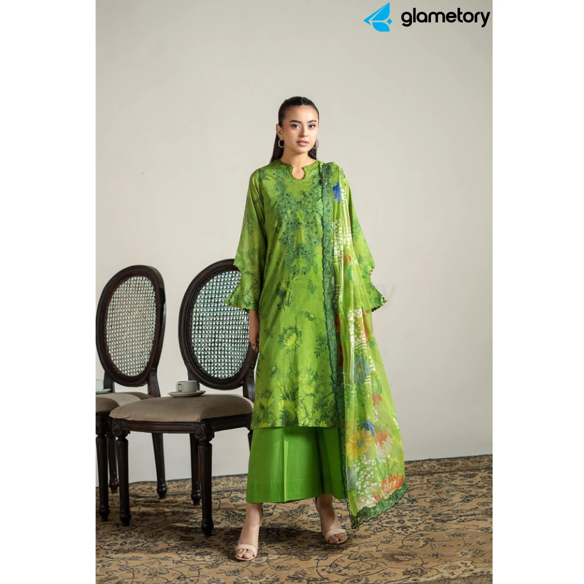 Pakistani Luxury Digital Printed Lawn with Chiffon Dupatta-25022648