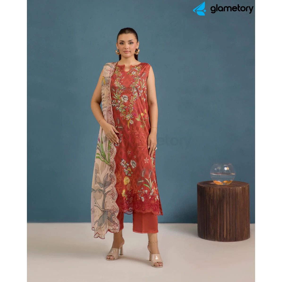Pakistani Luxury Digital Printed Lawn with Chiffon Dupatta-25022639