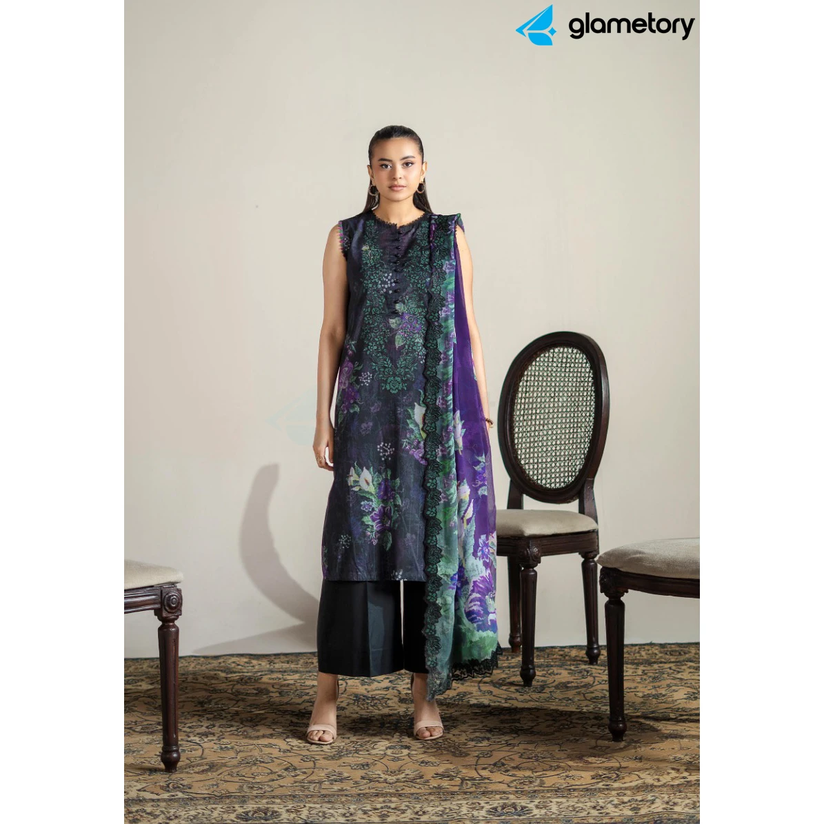 Pakistani Luxury Digital Printed Lawn with Chiffon Dupatta-25022649