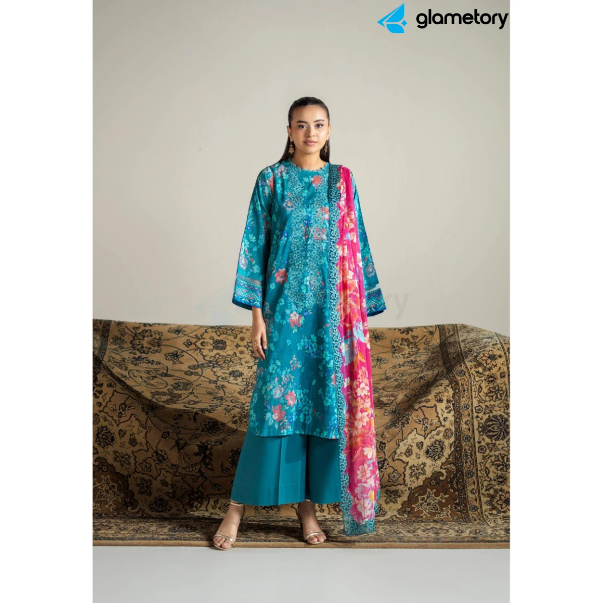 Pakistani Luxury Digital Printed Lawn with Chiffon Dupatta-25022650