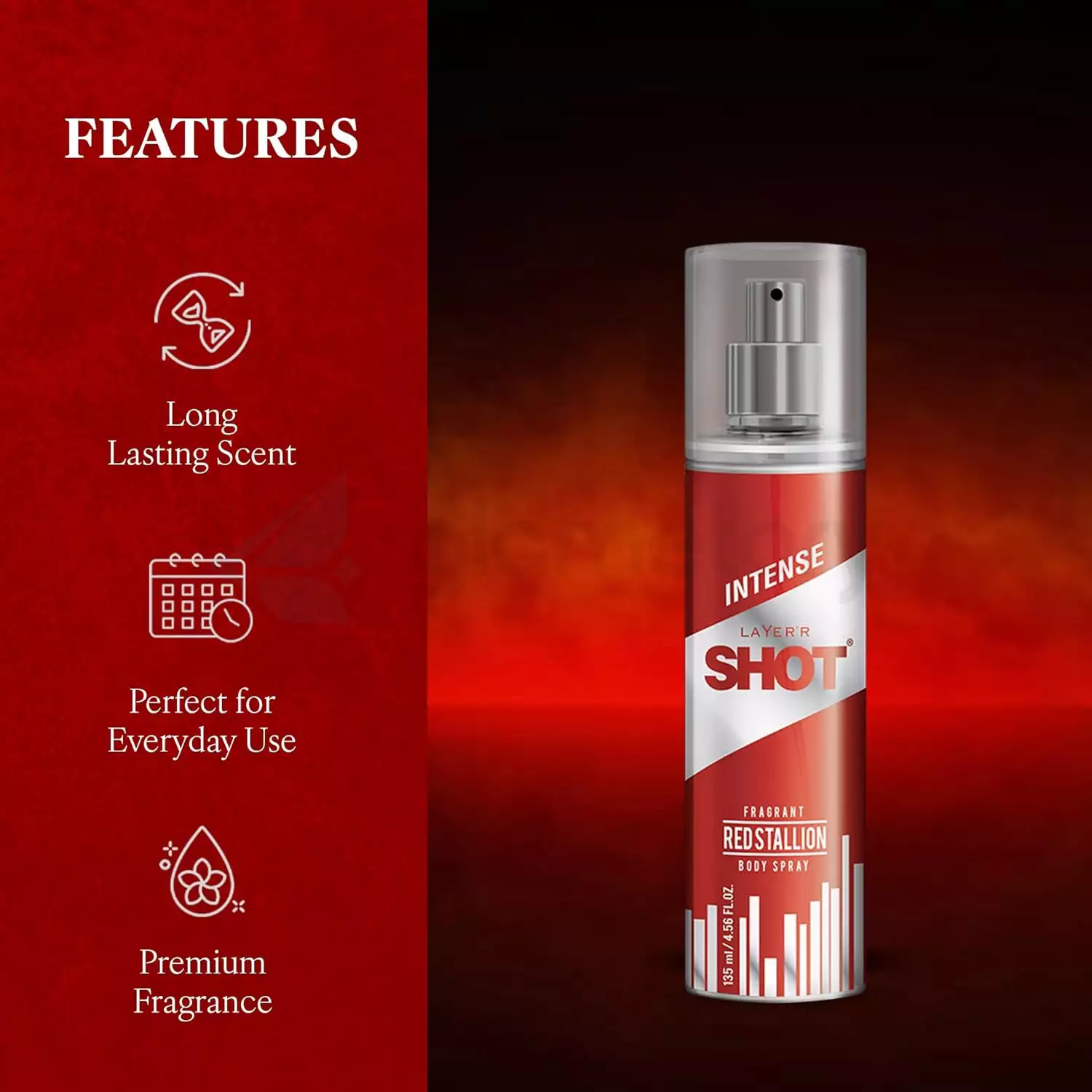 Layer'r Shot Red Stallion Fragrant Body Spray for Men-135ml thumbnail 5
