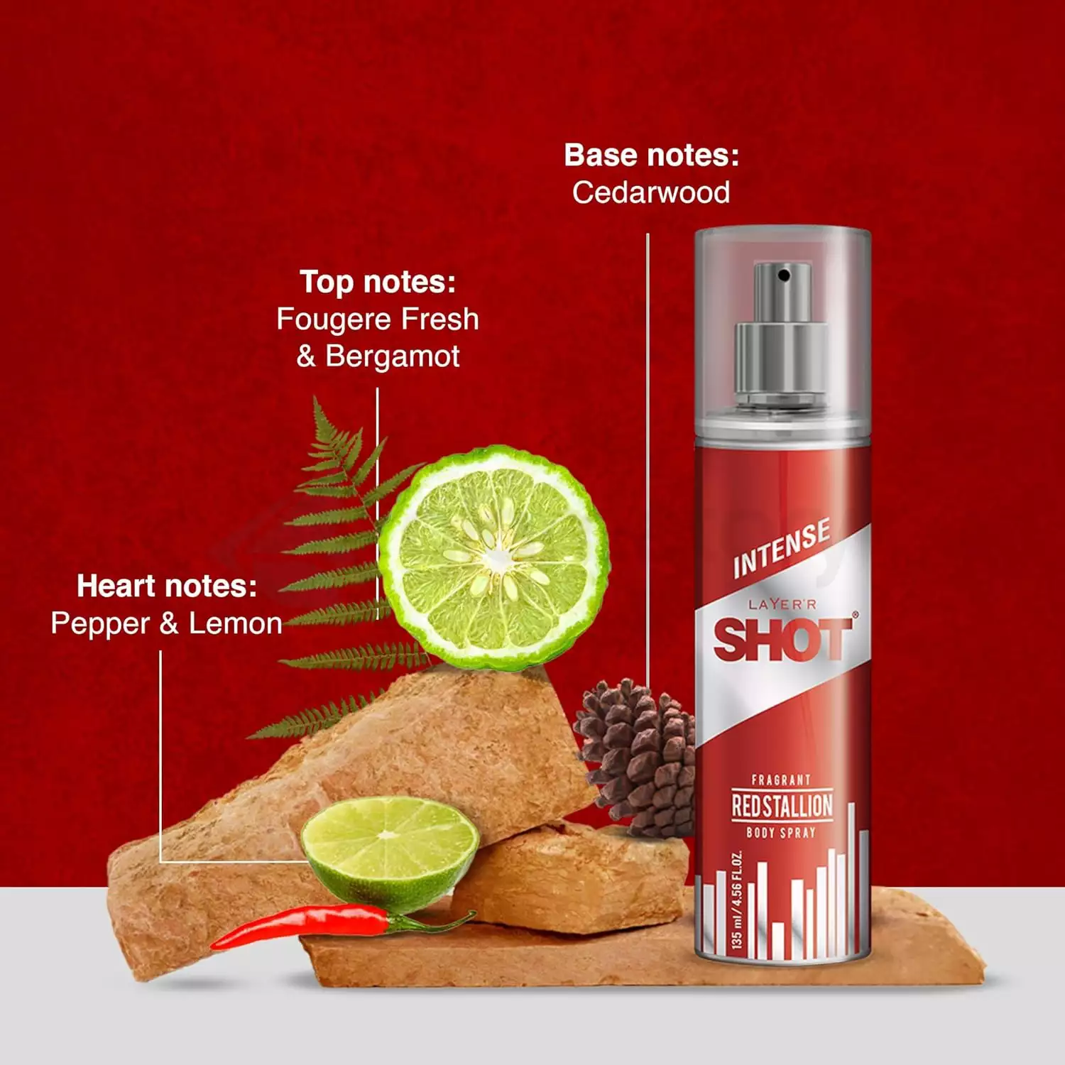 Layer'r Shot Red Stallion Fragrant Body Spray for Men-135ml thumbnail 6