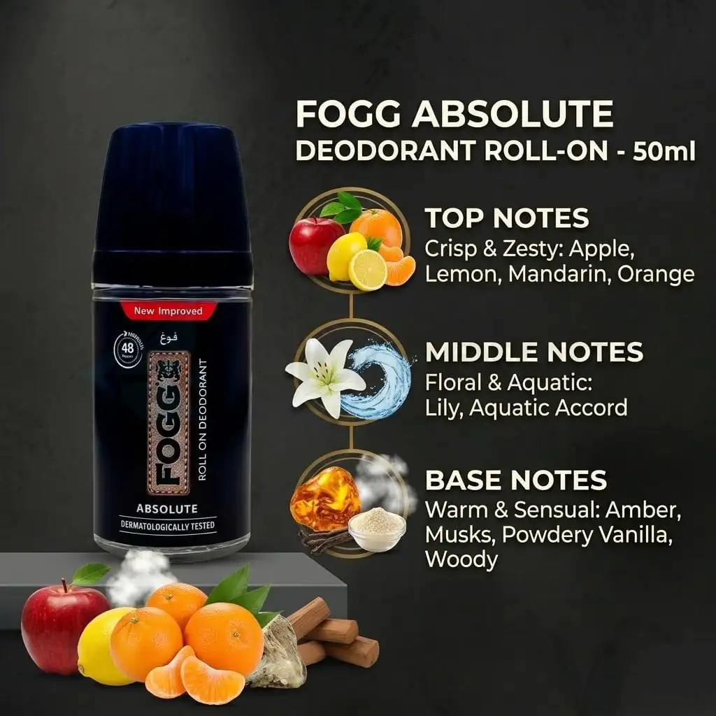 Fogg Absolute Roll On Deodorant For Men-50ml thumbnail 5